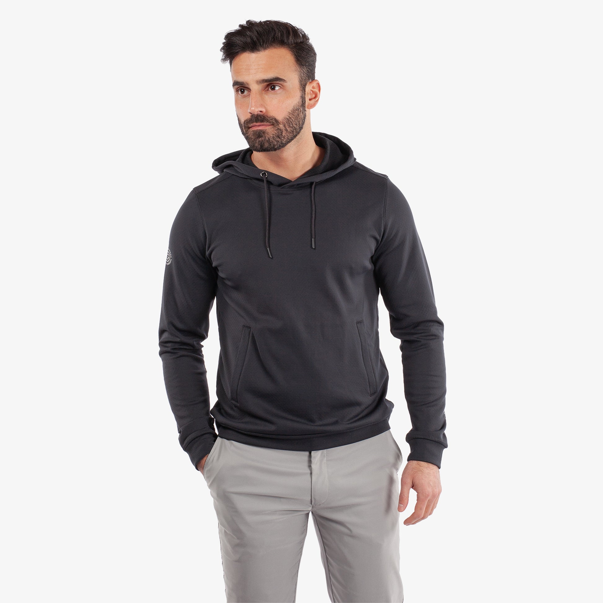 Galvin Green Mens Black Mid-Layer with Adjustable Hood