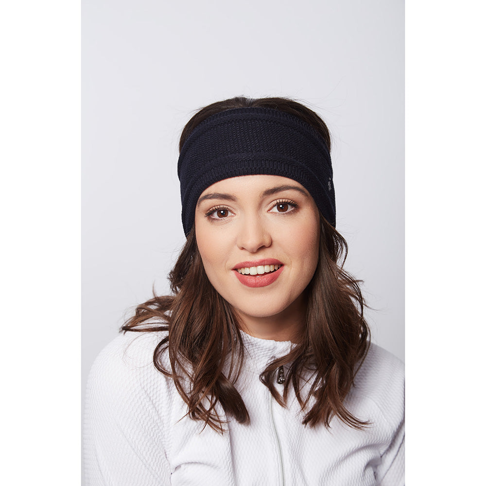 Green Lamb Ladies Fleece Lined Headband in Navy