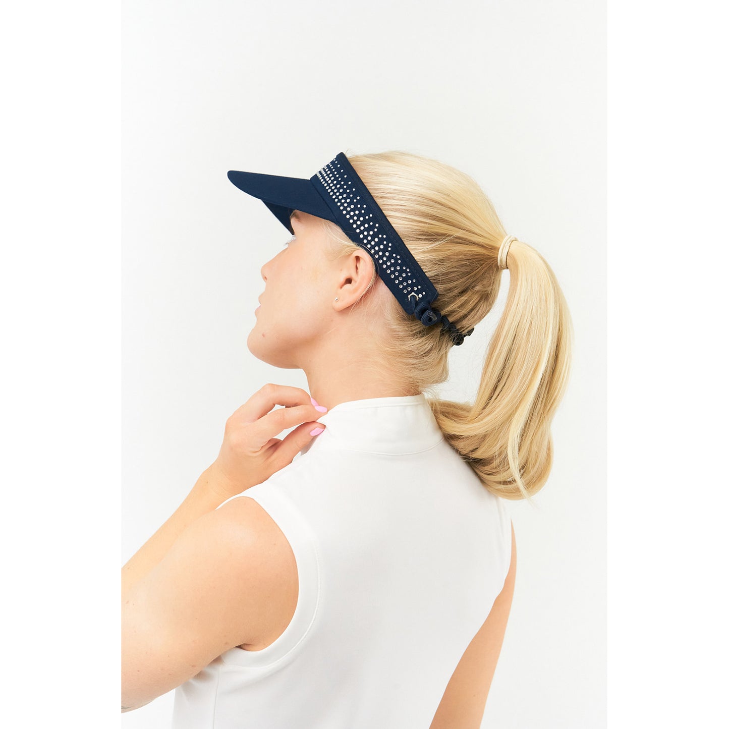 Surprizeshop Crystal Embellished Golf Visor with Adjustable Fit in Navy