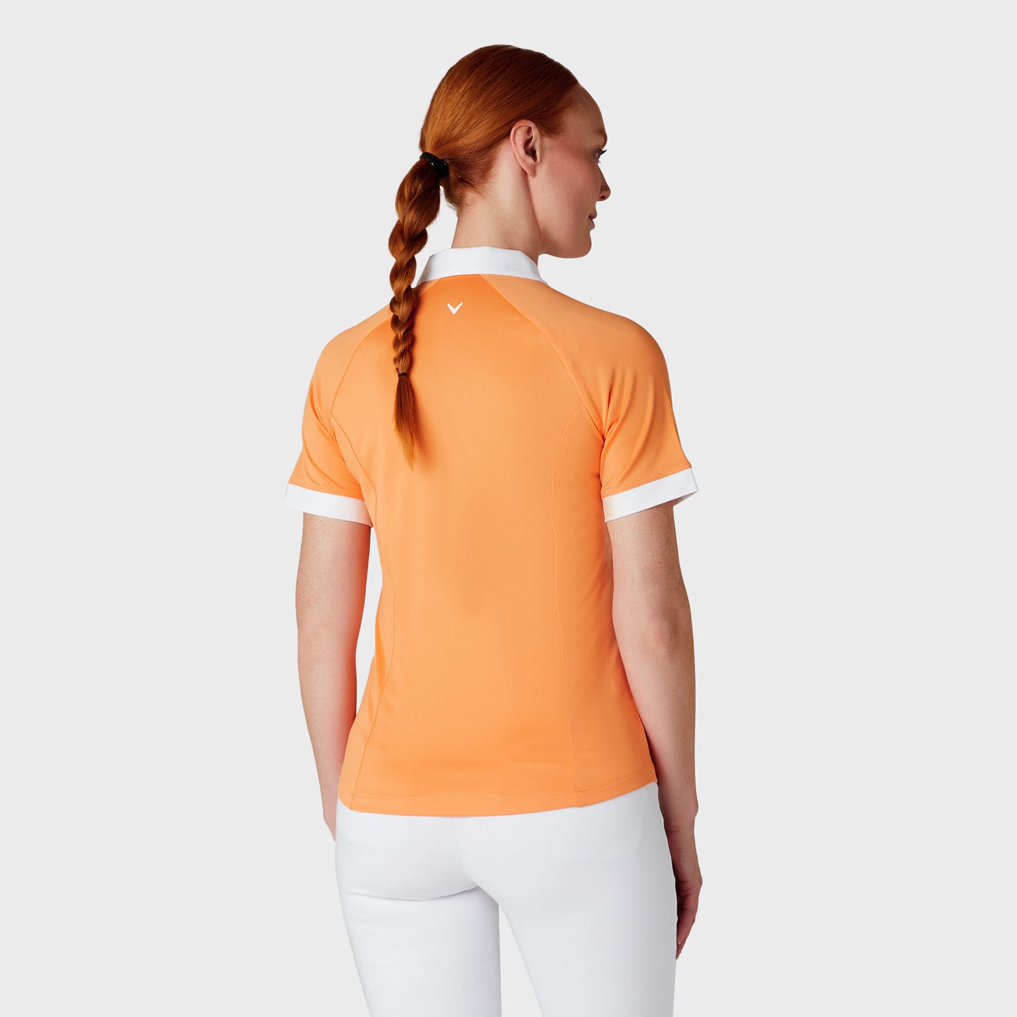 Callaway Ladies Short Sleeve Colour Block Golf Polo in Papaya