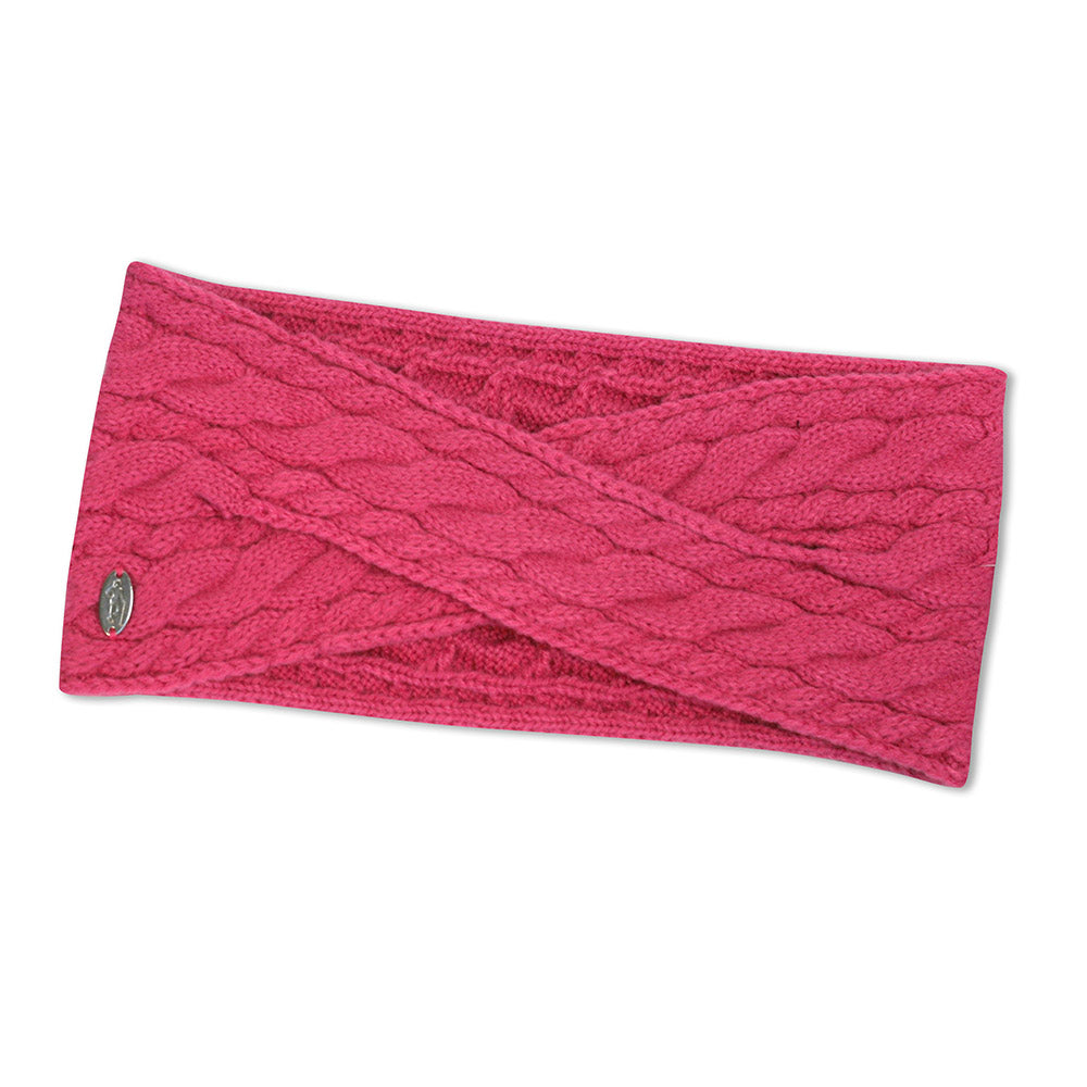 Glenmuir Ladies Robyn Cable Twist Knitted Headband in Hot Pink
