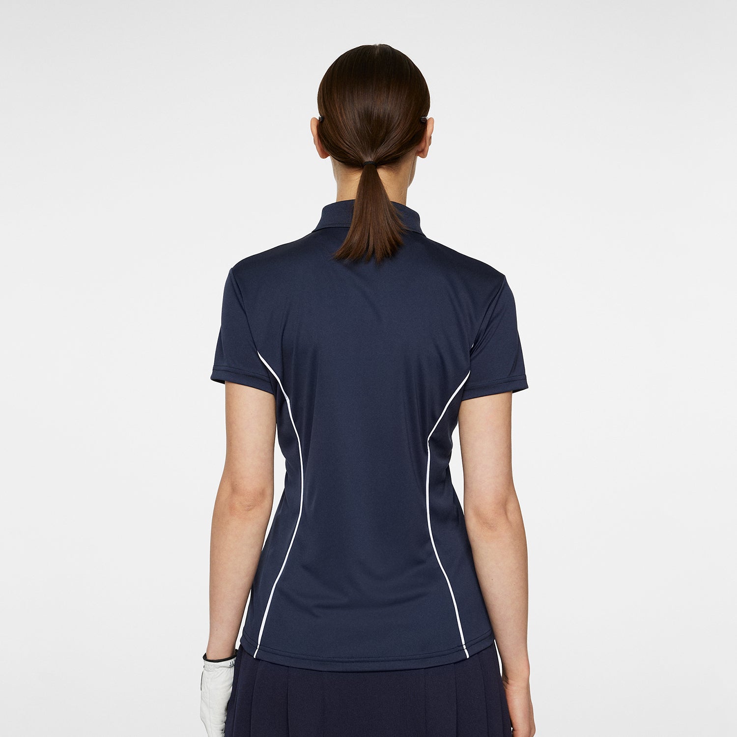 J.Lindeberg Ladies Short Sleeve Polo in Navy with White Piping