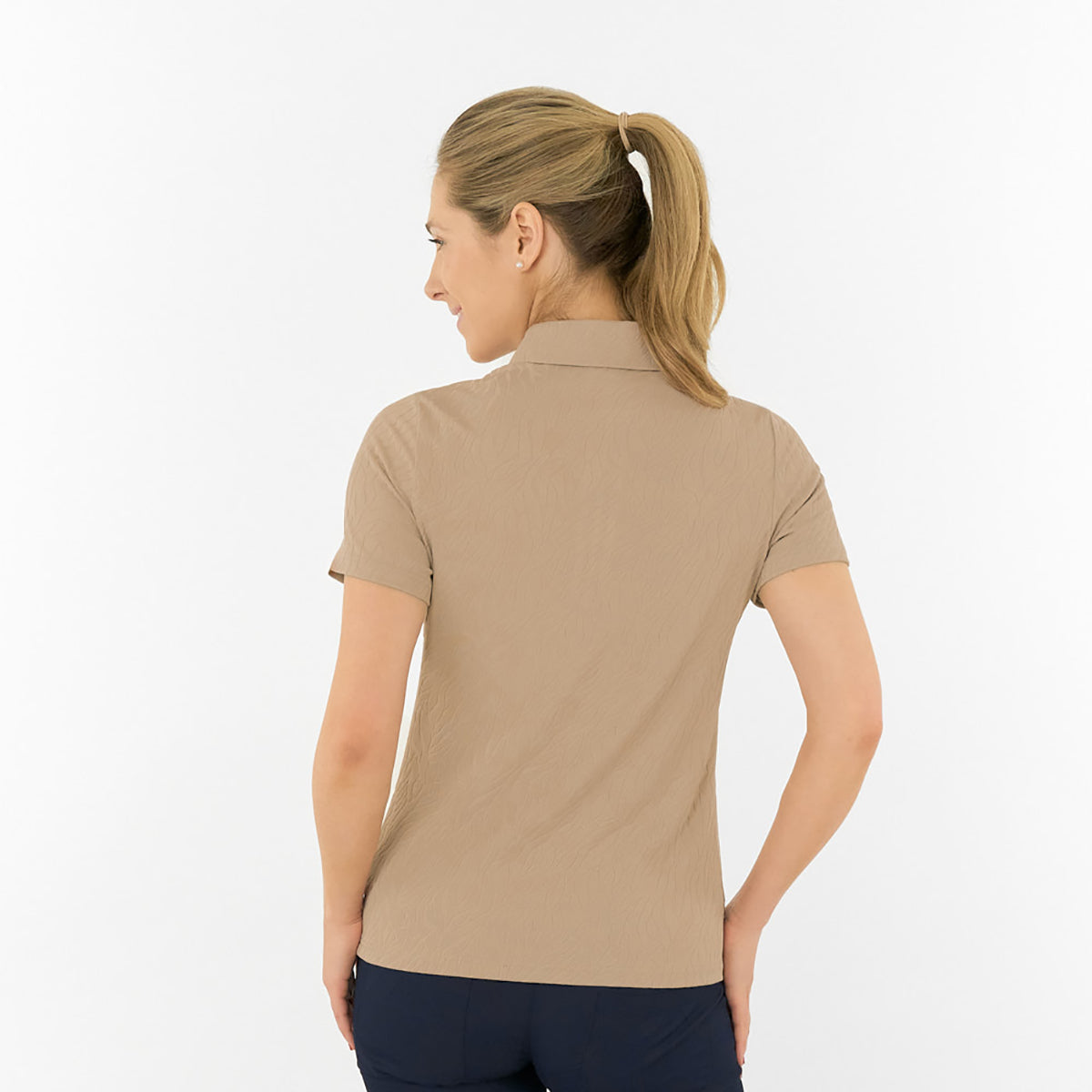Pure Golf Ladies Short Sleeve Polo in Jacquard Texture for Refined, Effortless Style