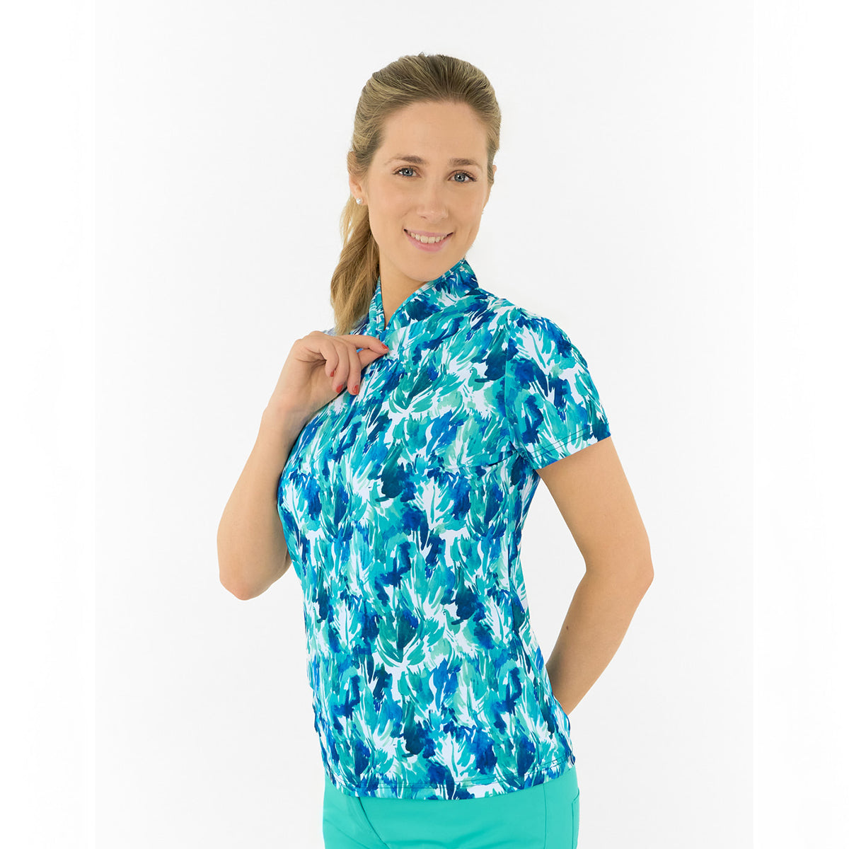 Pure Ladies Short Sleeve Polo – Artistic Print Meets All-Day Comfort