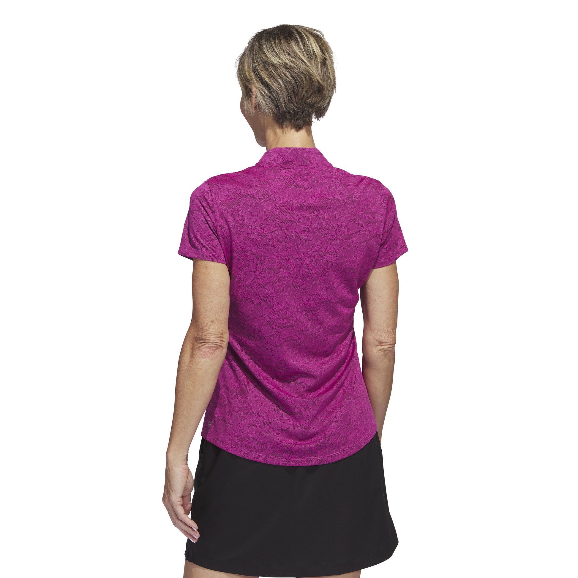 adidas Ladies Short Sleeve Golf Polo with Jacquard Lace Print