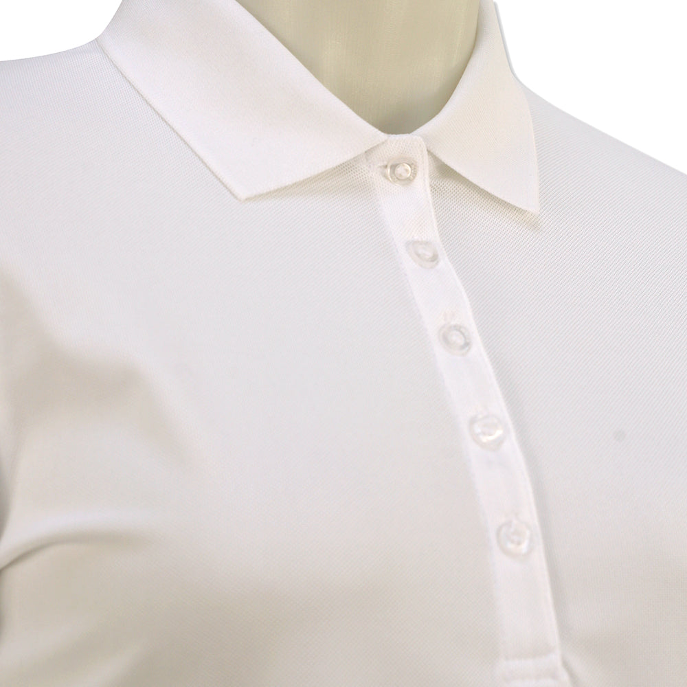 Glenmuir Ladies Long-Sleeve Pique Knit Polo with Stretch in White