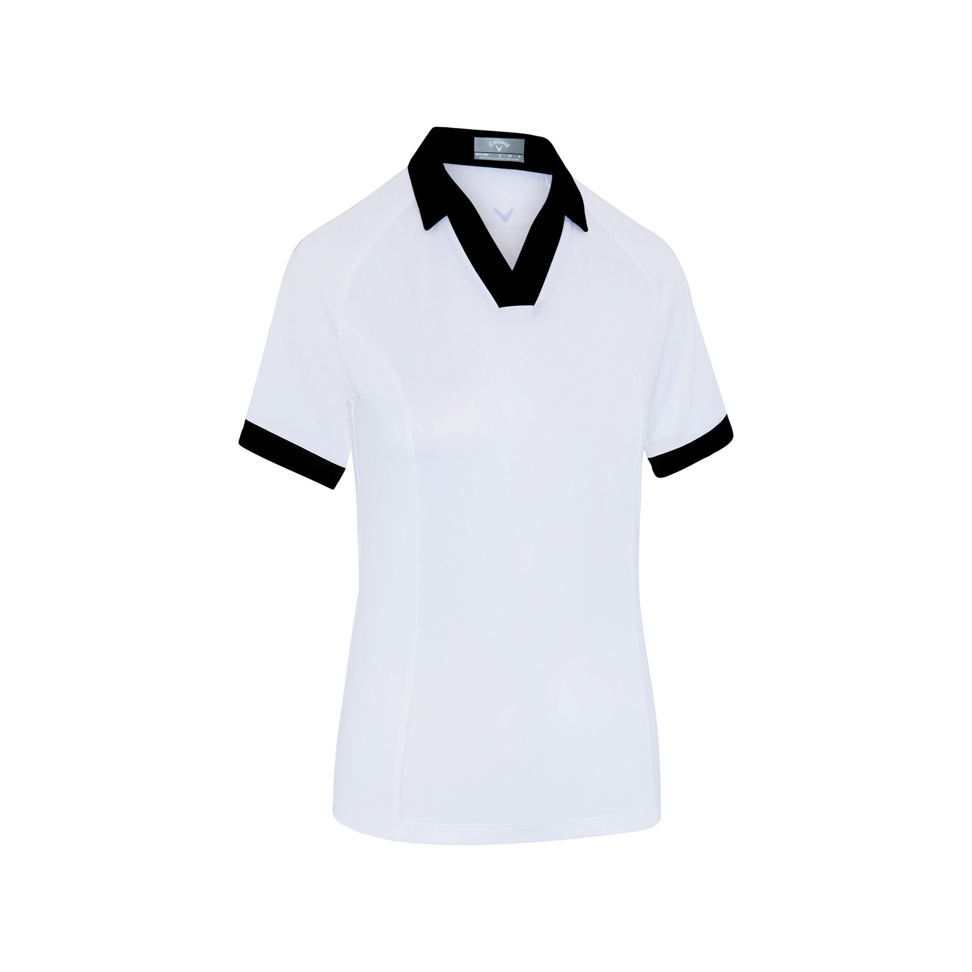 Callaway Ladies Short Sleeve Colour Block Golf Polo in White & Black