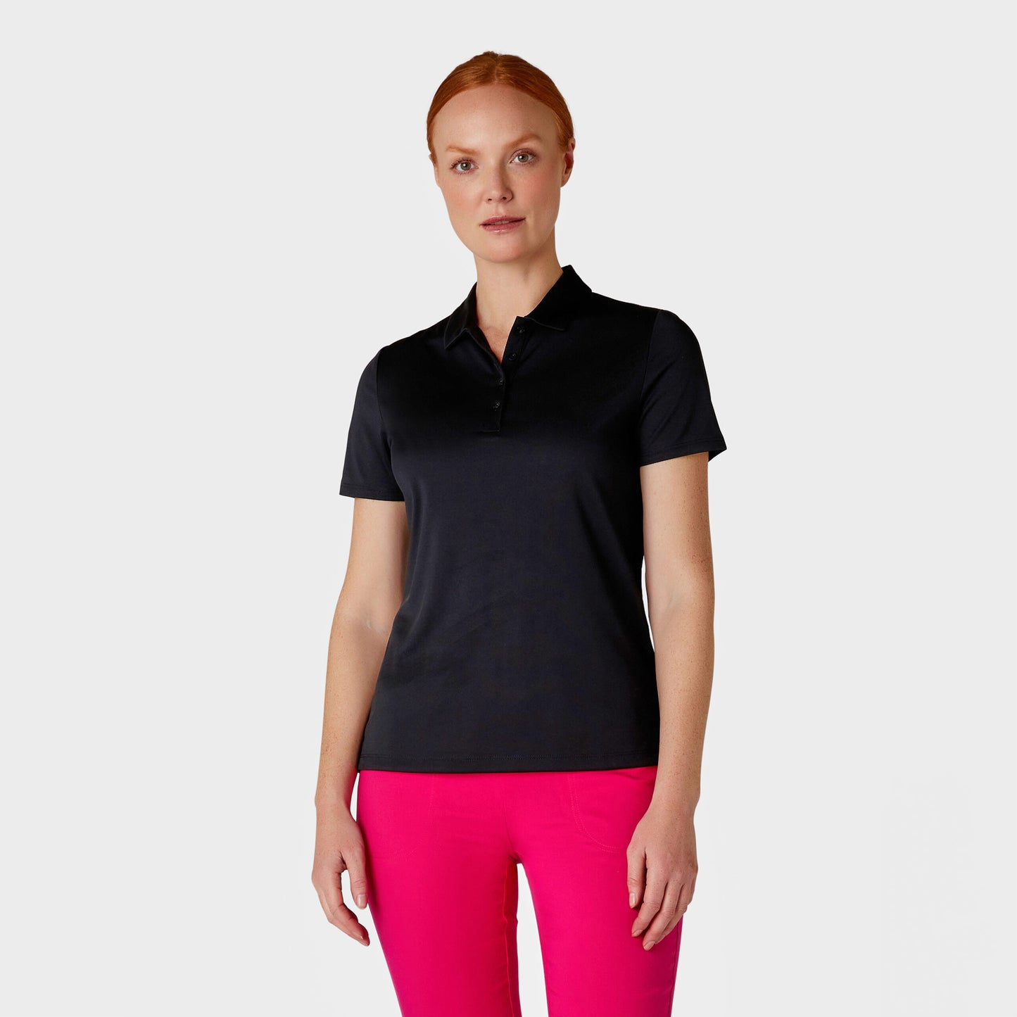 Callaway Ladies Caviar Black Short Sleeve Polo with UV Block Protection