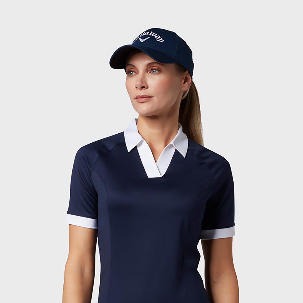 Callaway Ladies Short Sleeve Colour Block Polo Shirt in Peacoat Navy