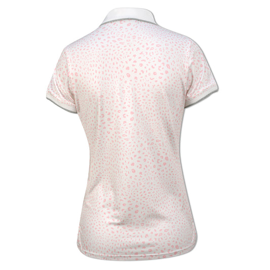 Glenmuir Short Sleeve Polo with White & Candy Pink Animal Print - Last One XL Only Left