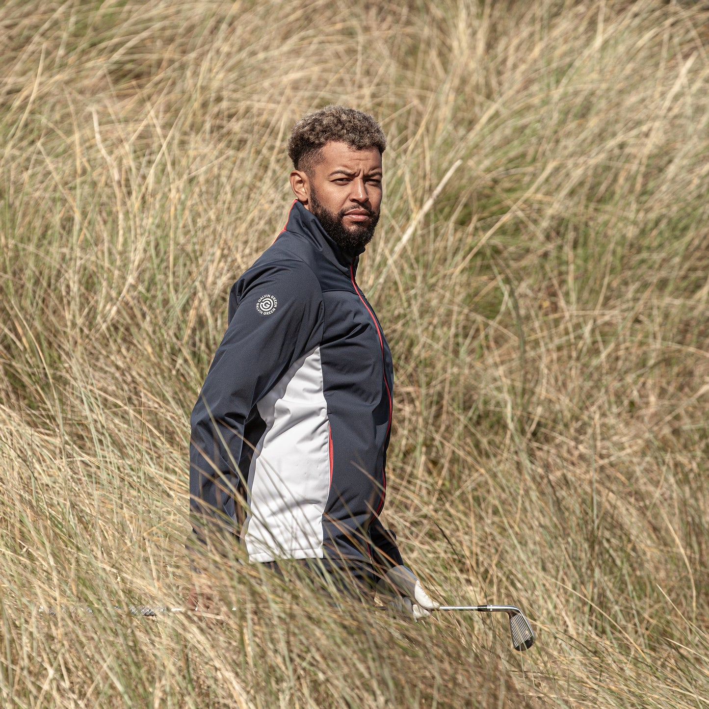 Galvin Green Mens Navy Windproof Jacket with Contrast Detailing & Water Repellent Finish