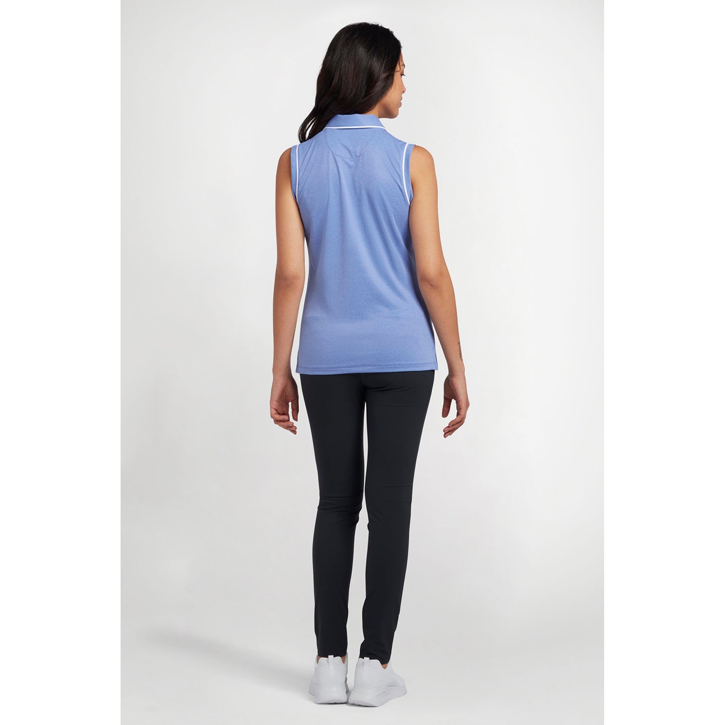 Original Penguin Ladies Piped Sleeveless Polo in Bluing