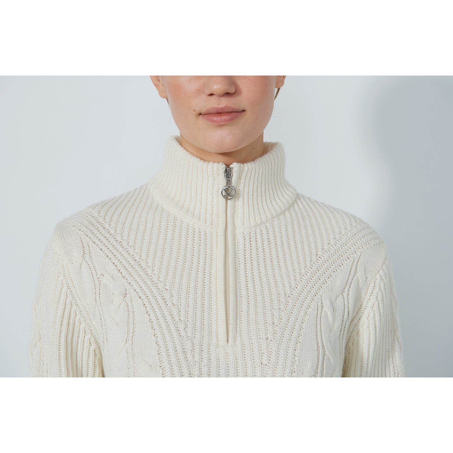 Daily Sports Ladies Half Zip Cable Knit Sweater 