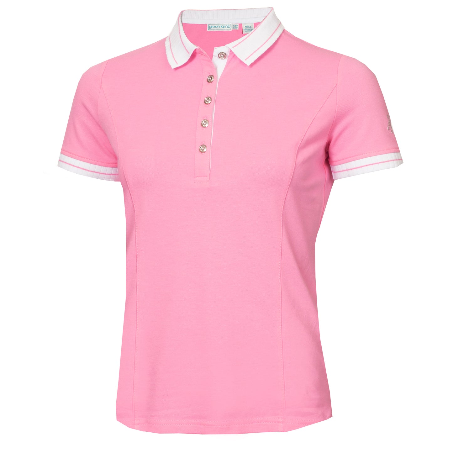 Green Lamb Ladies Candy Pink Cotton Short Sleeve Golf Polo - Size 8 Only Left