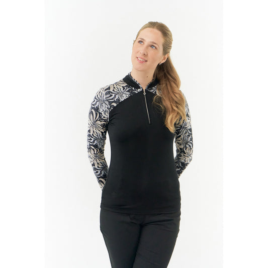 Pure Ladies Long Sleeve Polo in Champagne Orchid