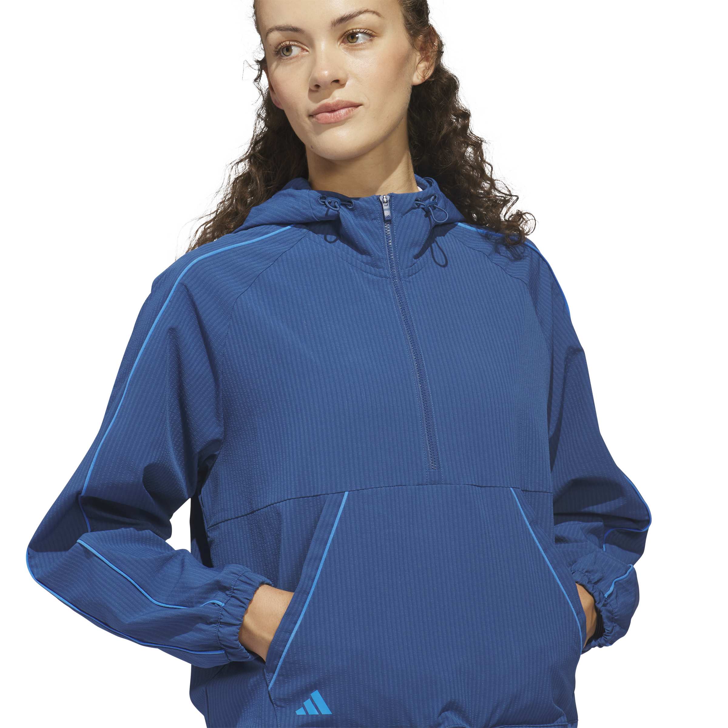 adidas Golf Women’s Seersucker 1/4 Zip Hoodie – Lightweight Comfort with Modern Fit & Front Pocket