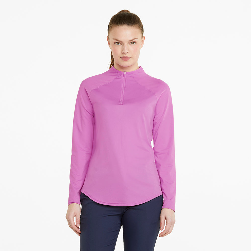 Puma Ladies Long Sleeve Zip Top in Mauve Pop