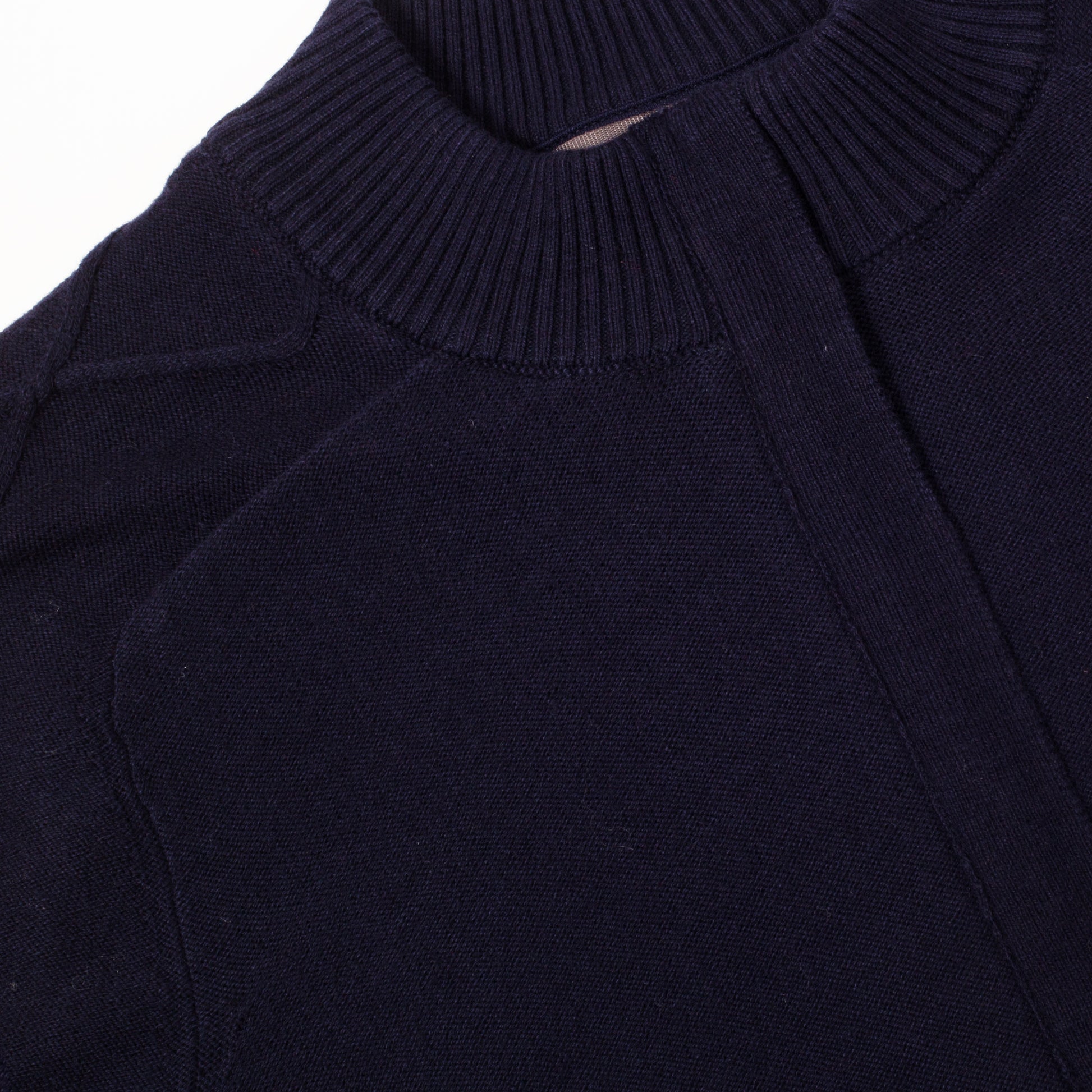 Green Lamb Ladies 1/4 Zip Cotton and Wool Blend Lined Sweater in Navy