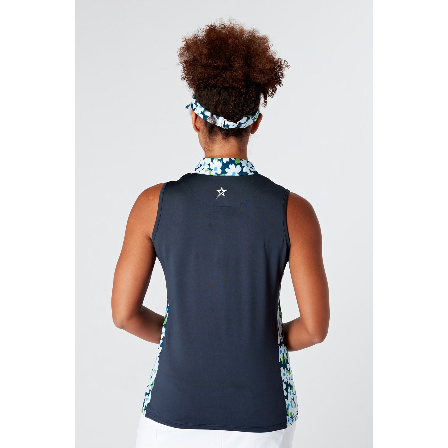 Swing Out Sister Ladies Sleeveless Golf Polo with Print Panels