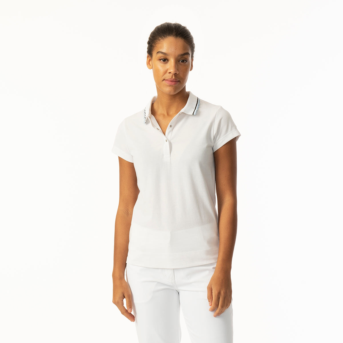 Daily Sport Ladies Classic White Cap Sleeve Golf Polo Shirt