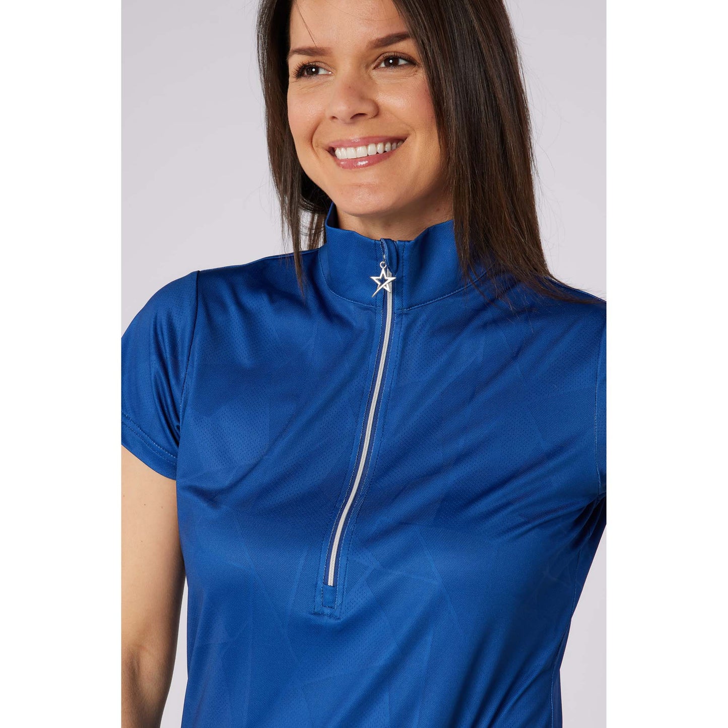 Swing Out Sister Embossed Ladies Polo with Zip Neck – A Stylish Staple for Every Season