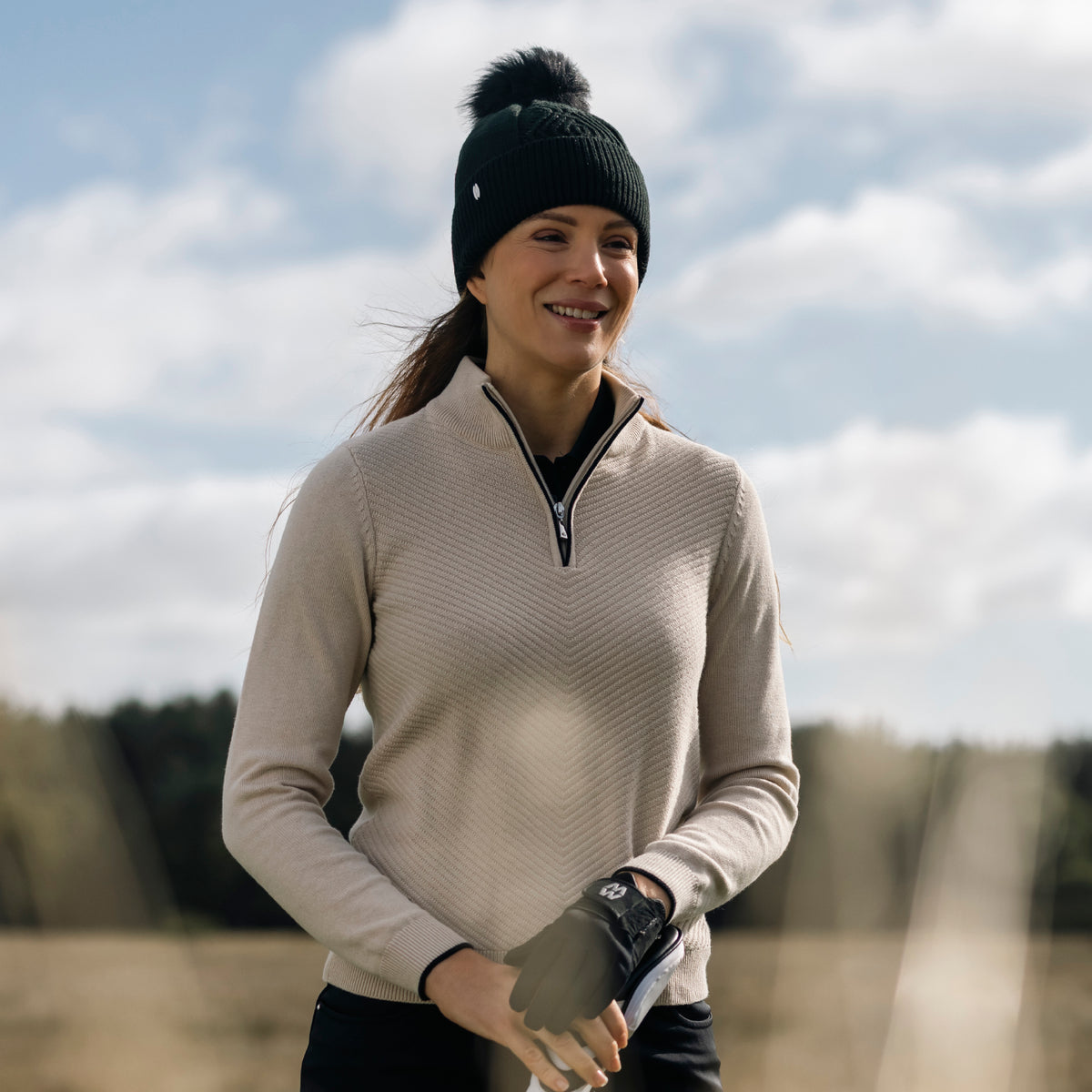 Glenmuir Ladies Zip-Neck Sweater for Effortless Merino Luxury, Wherever the Day Takes You