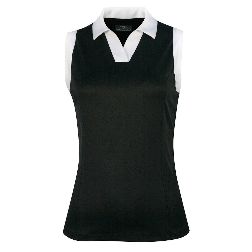 Callaway Ladies Sleeveless Colour Block Polo Shirt in Caviar