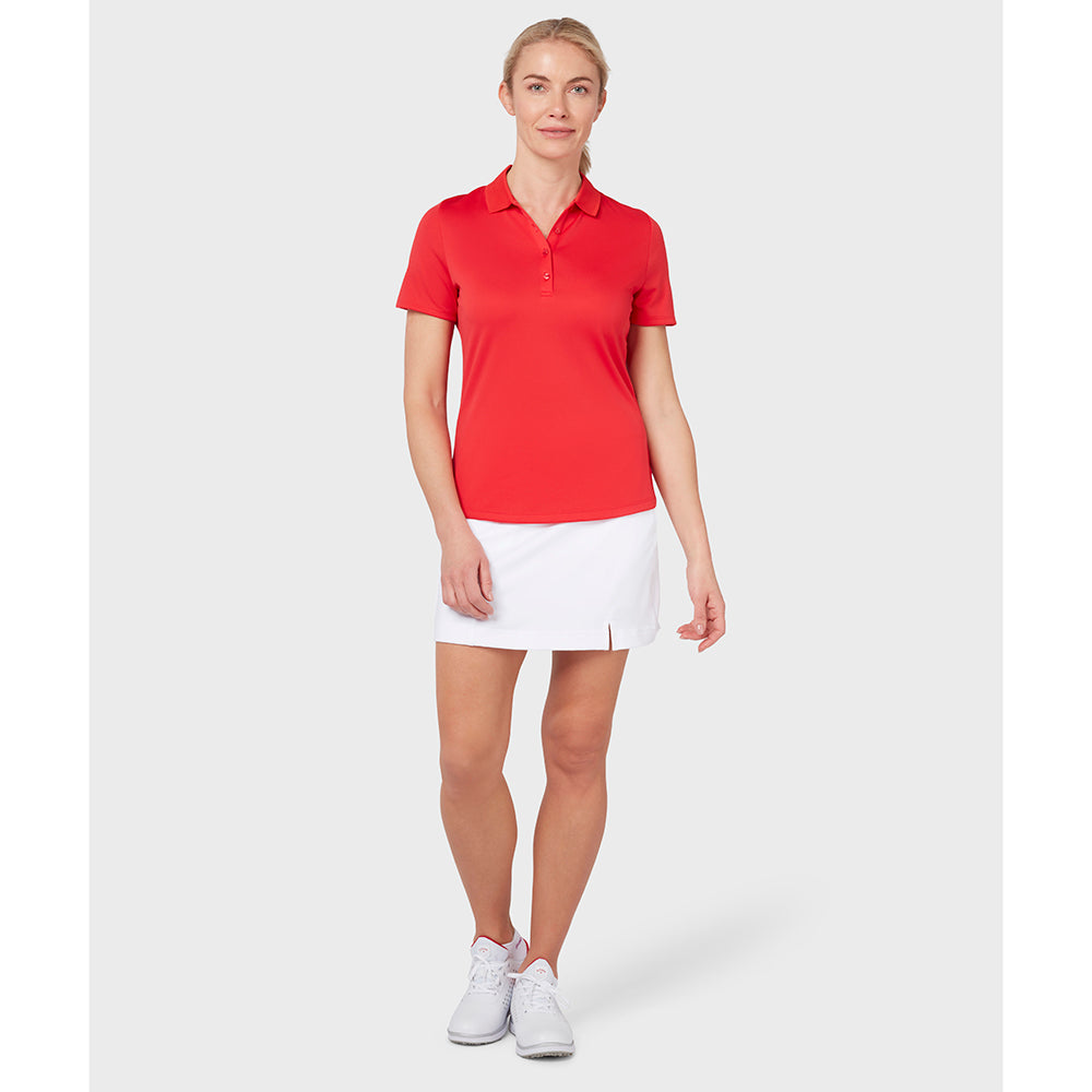 Callaway Ladies Short Sleeve Swing Tech Golf Polo with Opti-Dri in True Red