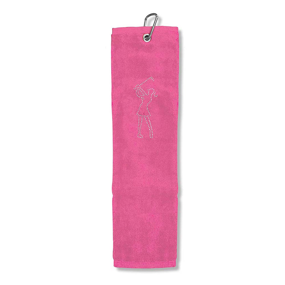 Surprizeshop Crystal Lady Golfer Tri-Fold Golf Towel in Baby Pink