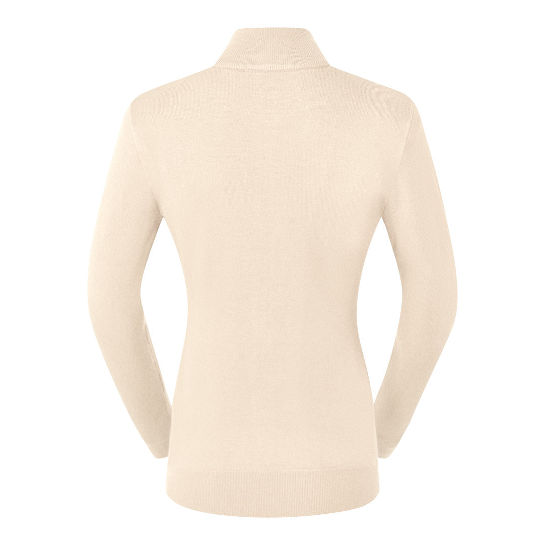 Pure Ladies Full Zip Lined Sweater in Champagne