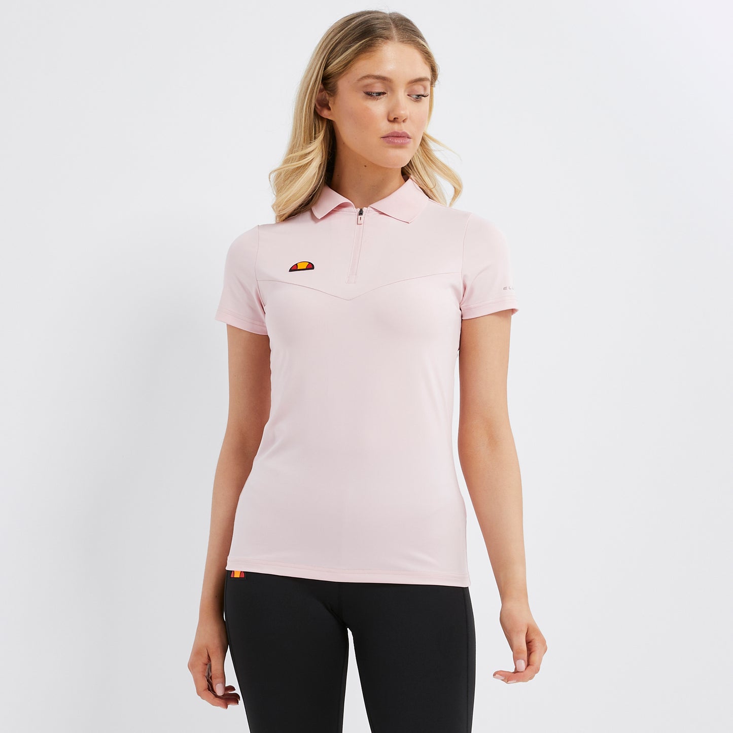 Ellesse Women's Short Sleeve Polo in Light Pink with Zip-Neck