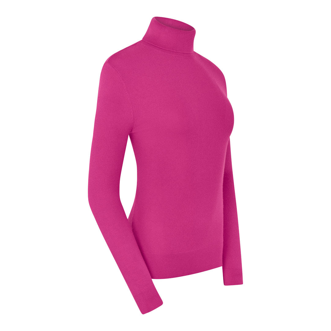 Pure Golf Ladies Classic Roll Neck in Pink Topaz