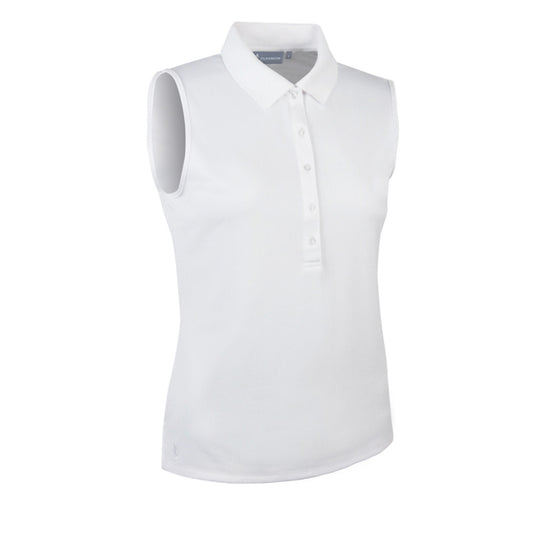 Glenmuir Ladies Sleeveless Pique Knit Polo with Stretch in White