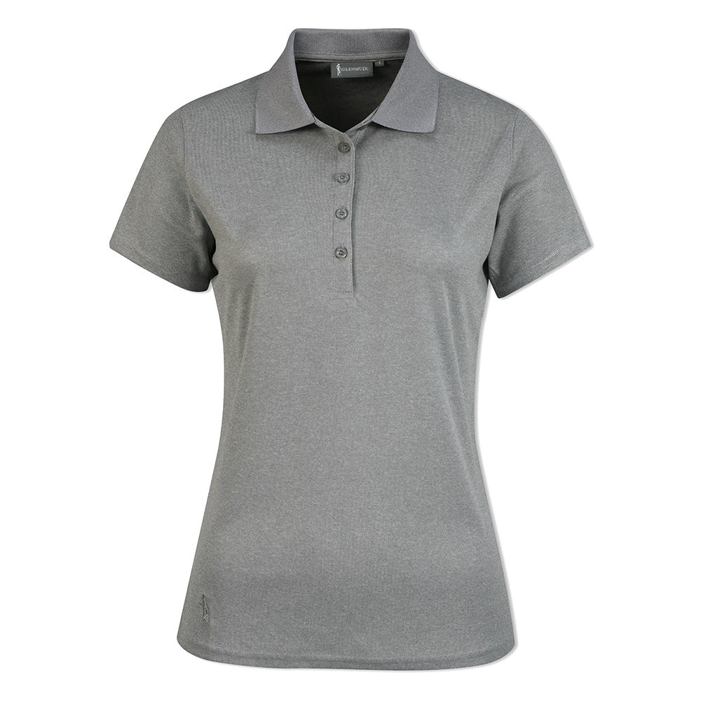 Glenmuir Ladies Short Sleeve Pique Polo with Stretch & UPF50+ in Light Grey Marl