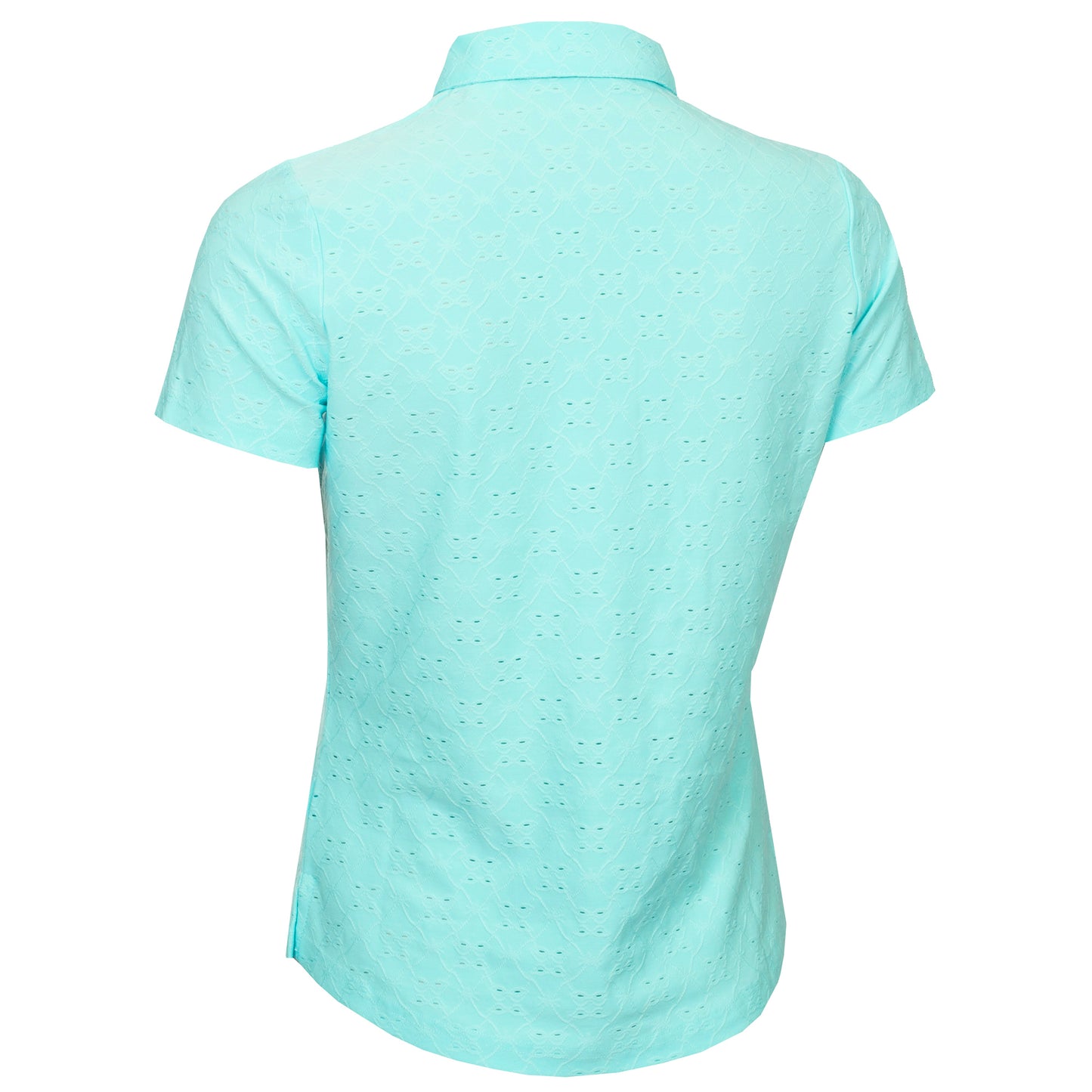 Green Lamb Women's Broderie Anglaise Pattern Polo in Aqua - Last One Size 8 Only Left