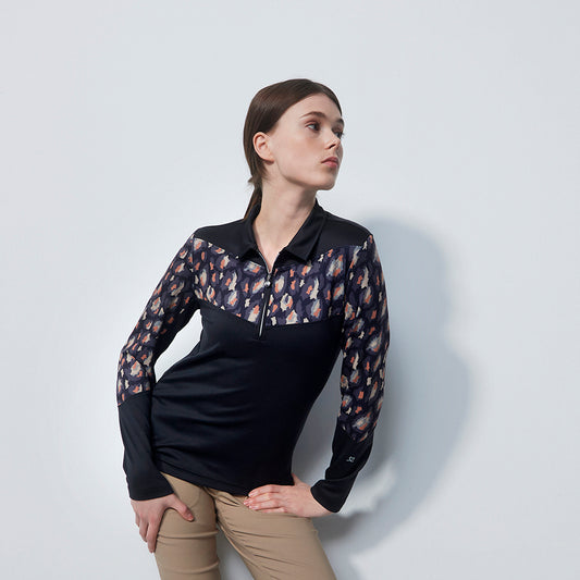Daily Sports Ladies Long Sleeve Polo With Abstract Animal Print