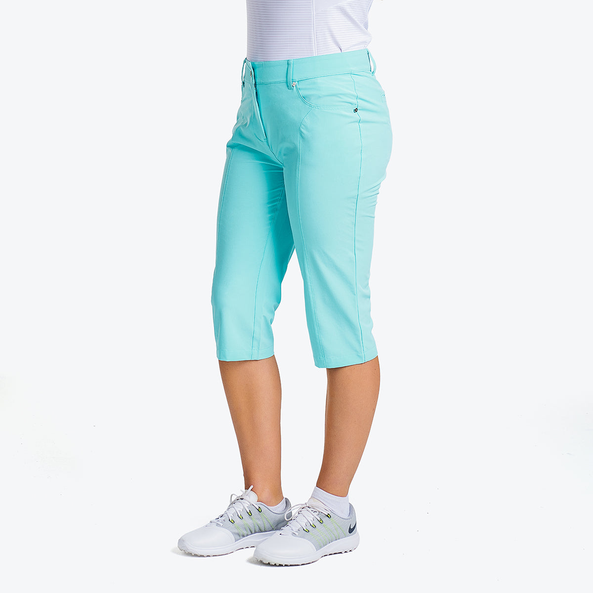 Nivo Ladies Straight Cut Golf Pedal Pushers in Curacao Blue - Last Pair Size 8 Only Left