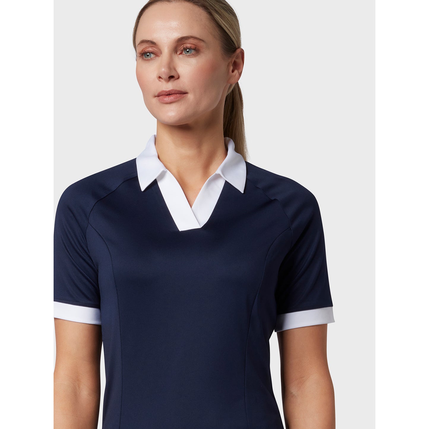 Callaway Ladies Short Sleeve Colour Block Polo Shirt in Peacoat