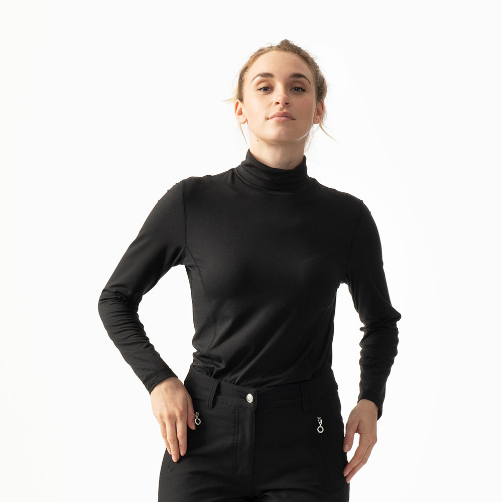 Daily Sports Ladies Long Sleeve Roll-Neck Top in Black