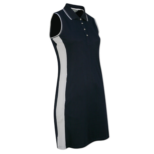 Glenmuir Ladies Sleeveless Dress with UPF50+ in Navy & White