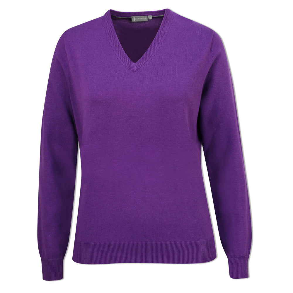 Glenmuir Ladies 100% Cotton V-Neck Sweater in Royal Purple