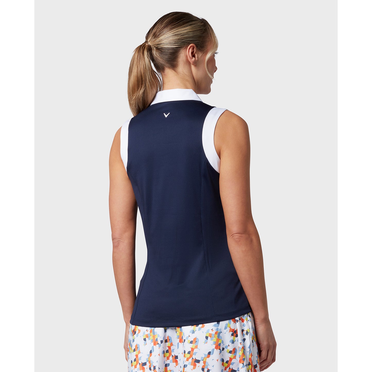 Callaway Ladies Sleeveless Colour Block Polo Shirt in Peacoat