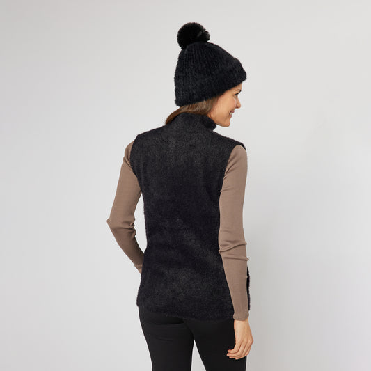 Swing Out Sister Ladies Soft-Stretch Faux Fur Gilet in Black