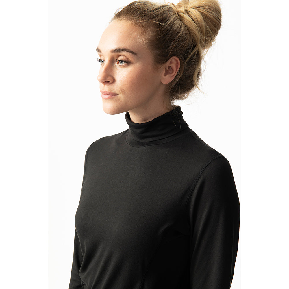 Daily Sports Ladies Long Sleeve Roll-Neck Top in Black