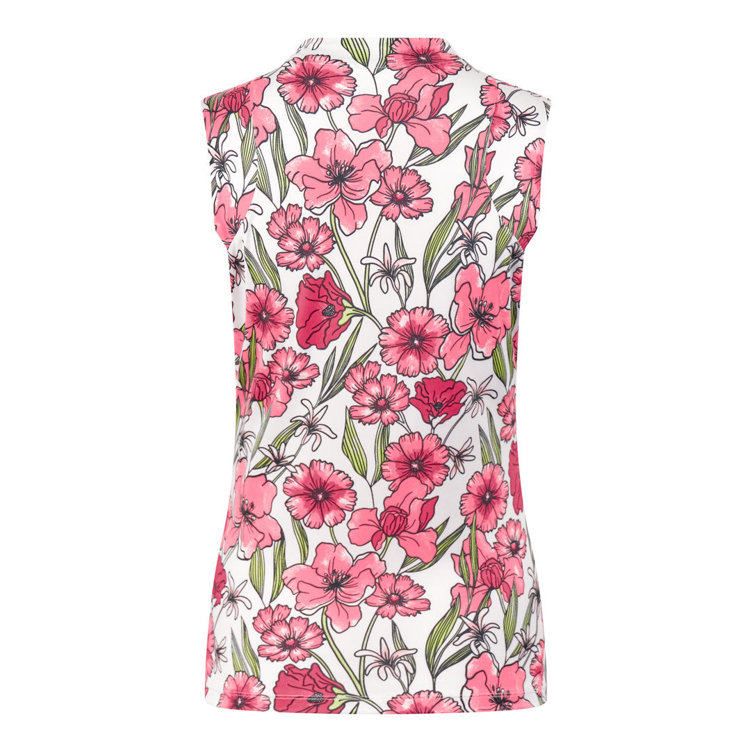 Tail Ladies Sleeveless Funnel Neck Floral Print Golf Top