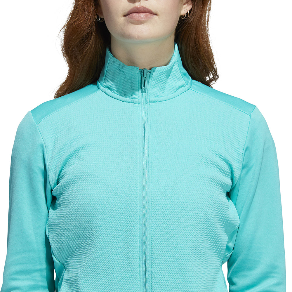 adidas Ladies Textured Full Zip Golf Jacket in Semi Mint Rush - Small Only Left