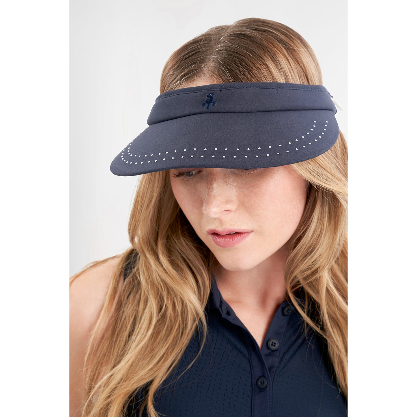 Green Lamb Ladies Diamanté Visor with Adjustable Fit in Navy