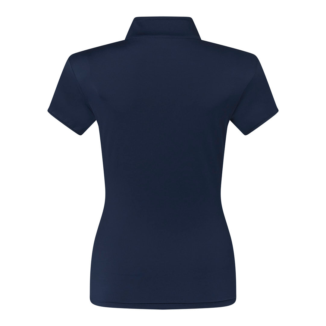 Pure Ladies Cap Sleeve Polo Shirt With Shoulder Vent Detail in Navy