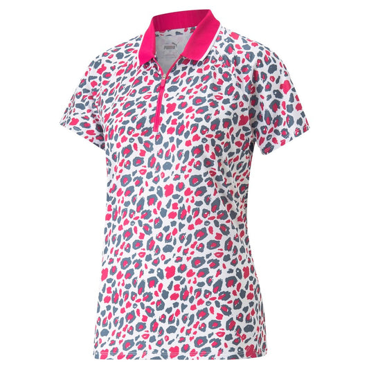 Puma Ladies Short Sleeve Golf Polo in Animal Print - Last One Small Only Left
