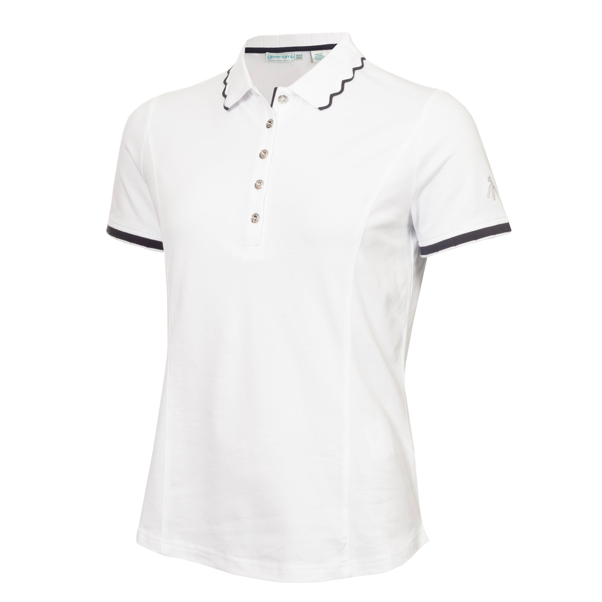 Green Lamb Ladies Short Sleeve Navy Trim Golf Polo